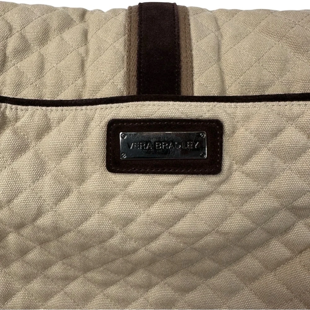 Vera Bradley Boho Cream Brown Quilted Crossbody Bag Adjustable Strap Zip Purse - Picture 9 of 16